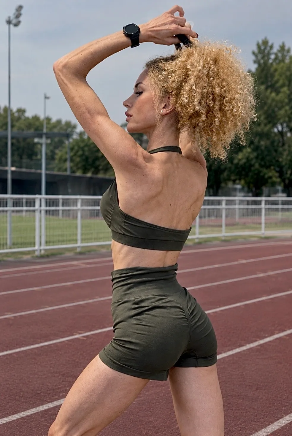 Charlotte Manara, conseillère en nutrition sportive, sur une piste d'athlétisme